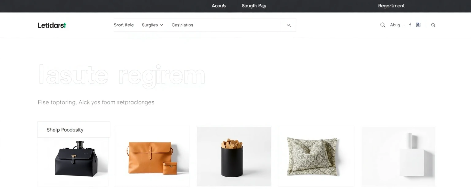 Screenshot of a modern e-commerce website with a minimalist design